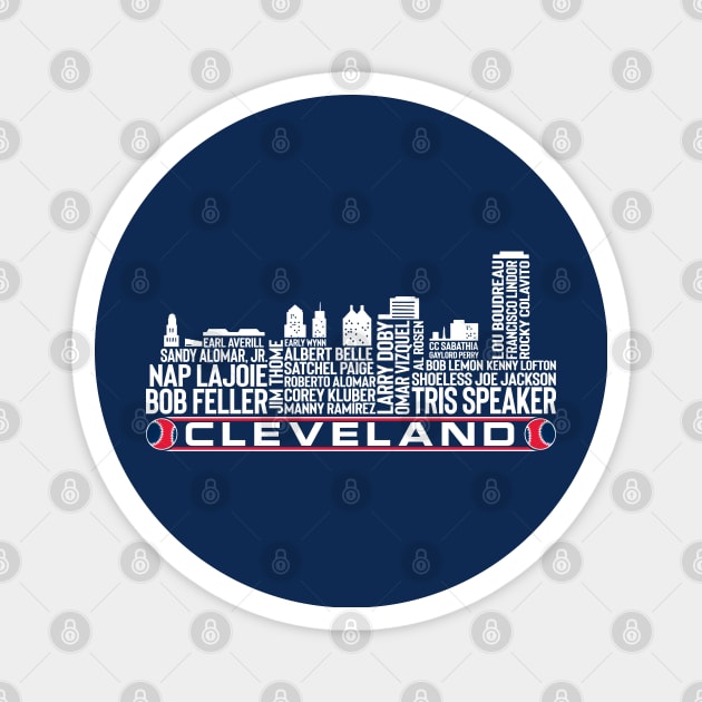 Cleveland Baseball Team All Time Legends, Cleveland City Skyline Magnet by Legend Skyline